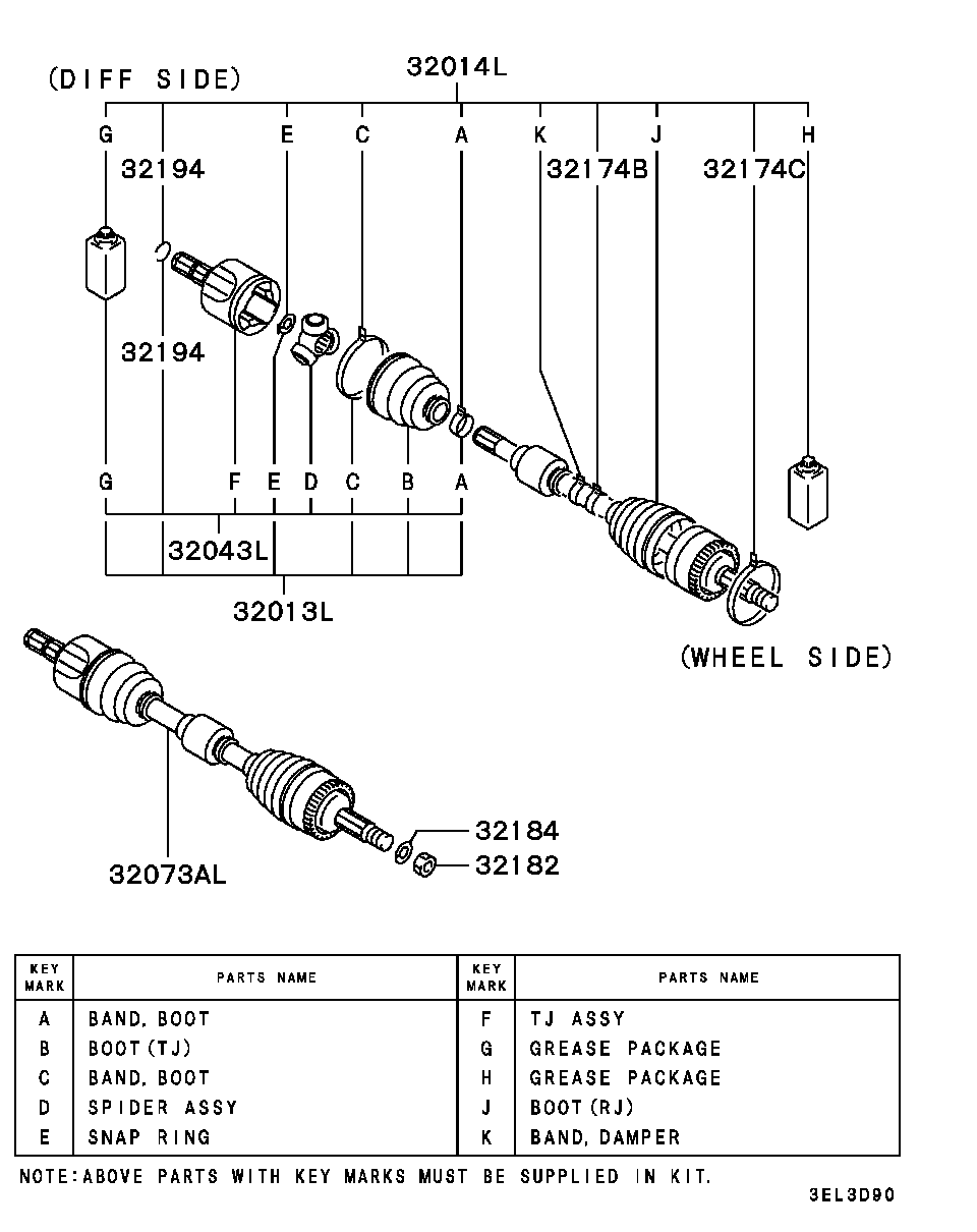 Mitsubishi MR567159 - Kit giunti, Semiasse www.autoricambit.com