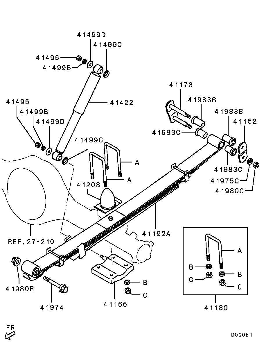 Mitsubishi 4162A183 - Ammortizzatore www.autoricambit.com