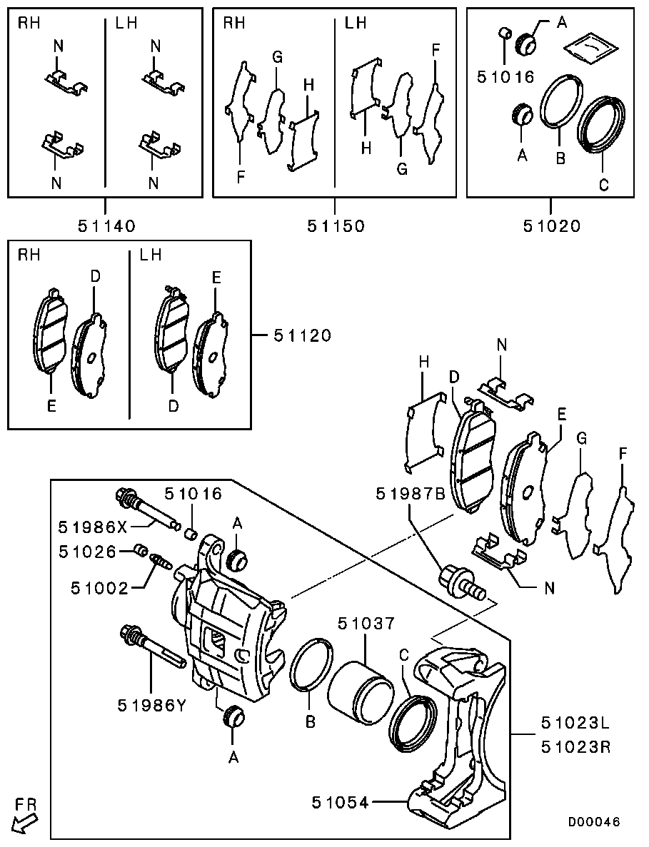 Mitsubishi 4605A730 - Kit pastiglie freno, Freno a disco www.autoricambit.com