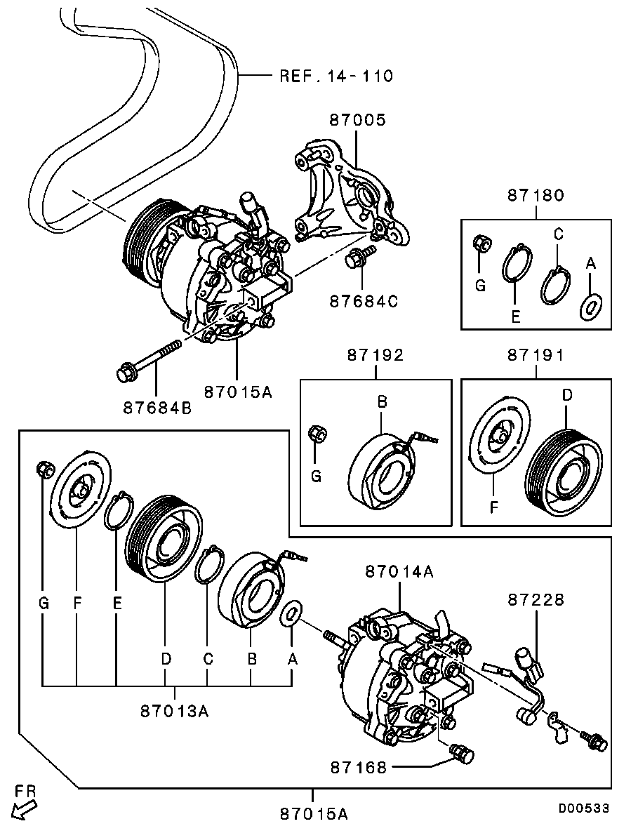 Mitsubishi 7813A419 - Compressore, Climatizzatore www.autoricambit.com