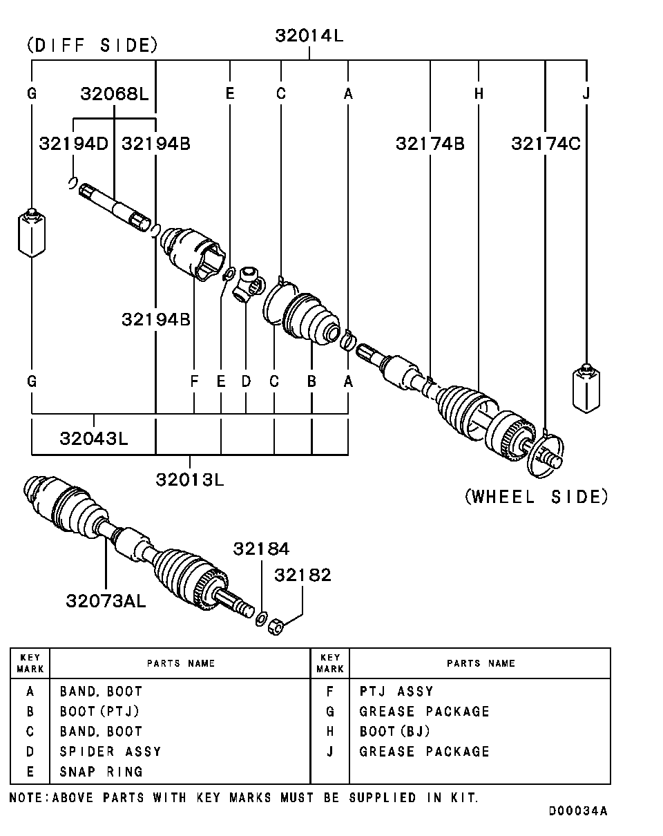 Mitsubishi MR580861 - Kit giunti, Semiasse www.autoricambit.com