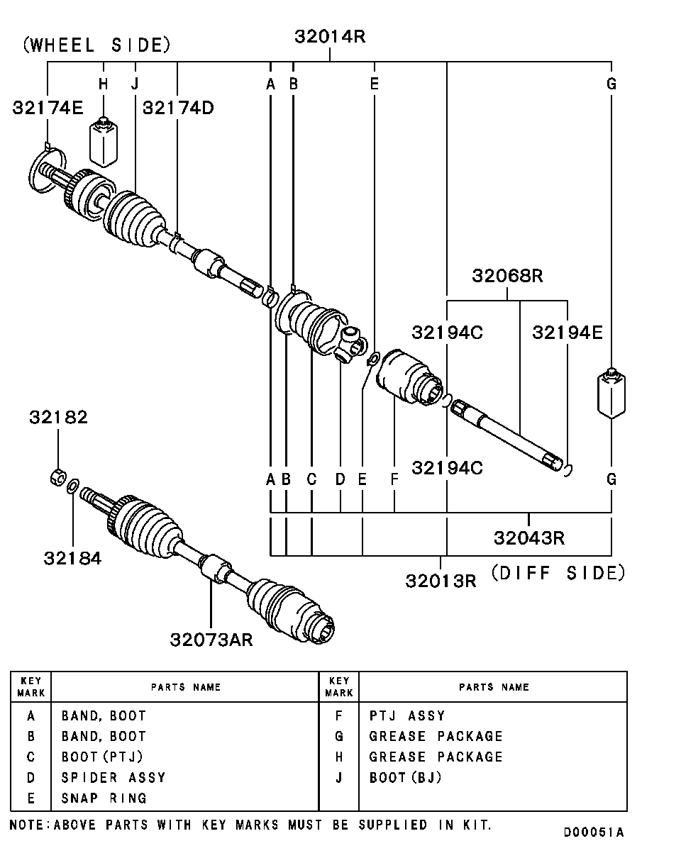 Mitsubishi MN180244 - Kit giunti, Semiasse www.autoricambit.com