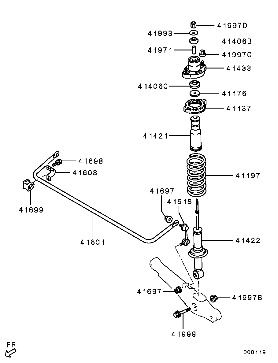 Mitsubishi 4162A130 - Ammortizzatore www.autoricambit.com