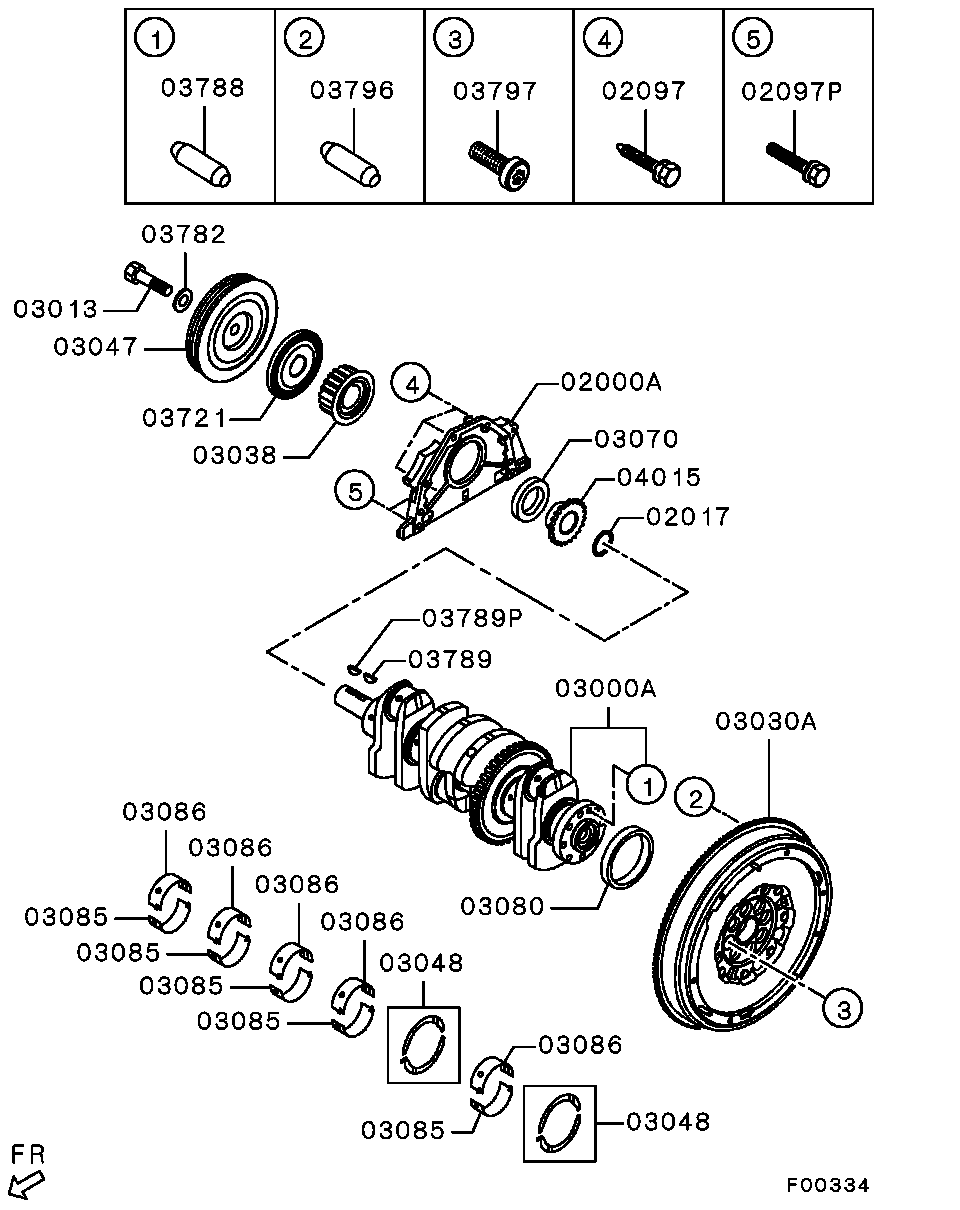 Mitsubishi MN982076 - Paraolio, Albero a gomiti www.autoricambit.com