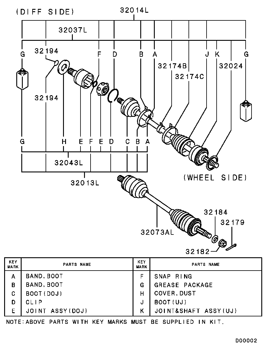 Mitsubishi MR453383 - Kit giunti, Semiasse www.autoricambit.com