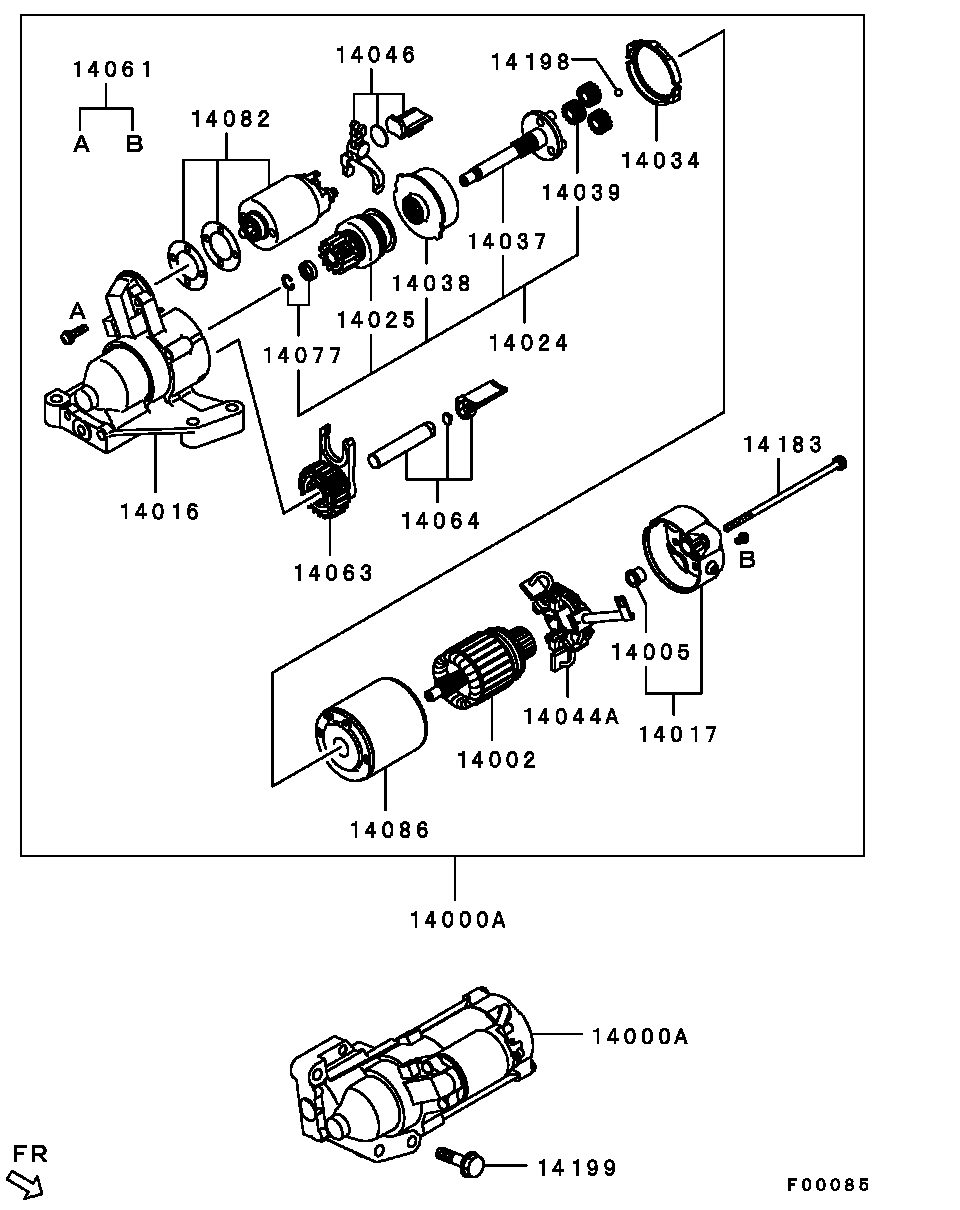 Mitsubishi MD611223 - Leva comando innesto, Motorino avviamento www.autoricambit.com