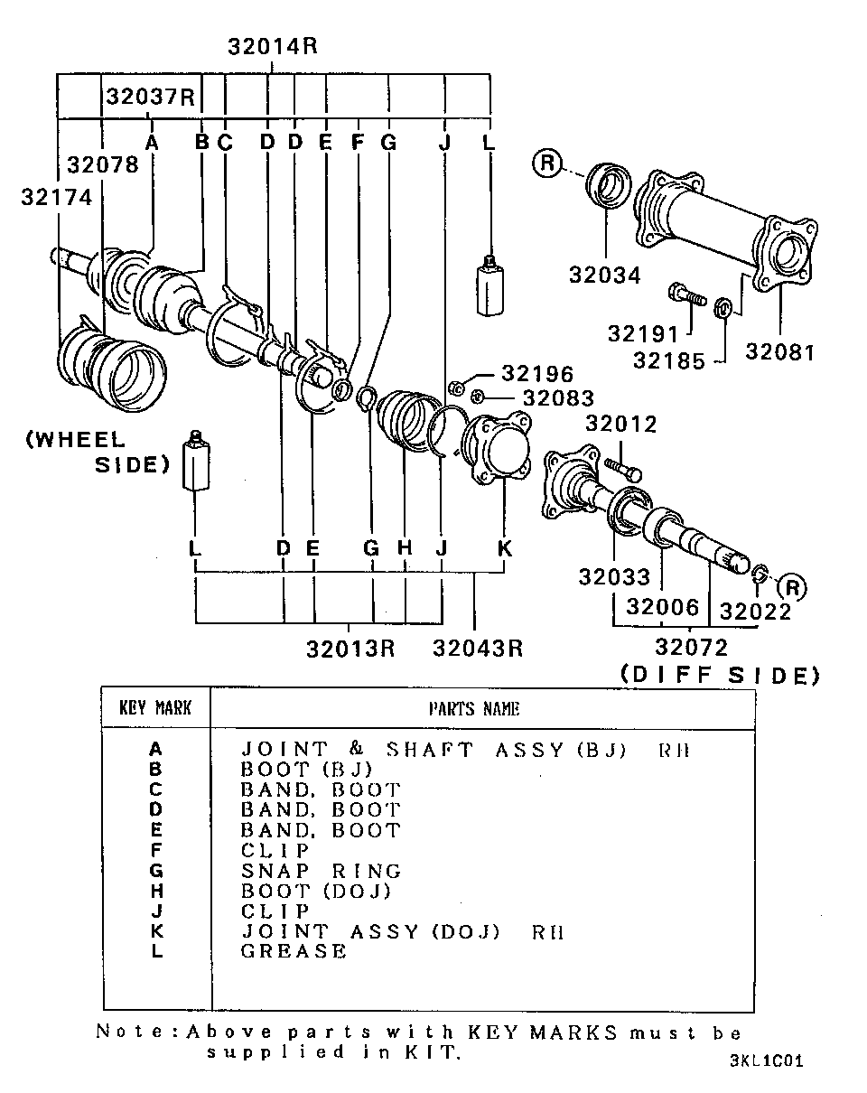 Mitsubishi MB526147 - Kit giunti, Semiasse www.autoricambit.com