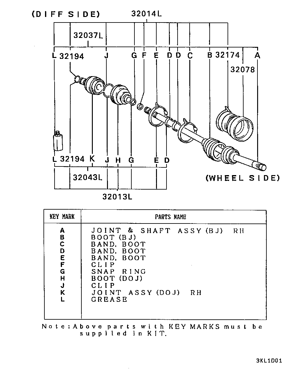 Mitsubishi MB526270 - Kit giunti, Semiasse www.autoricambit.com