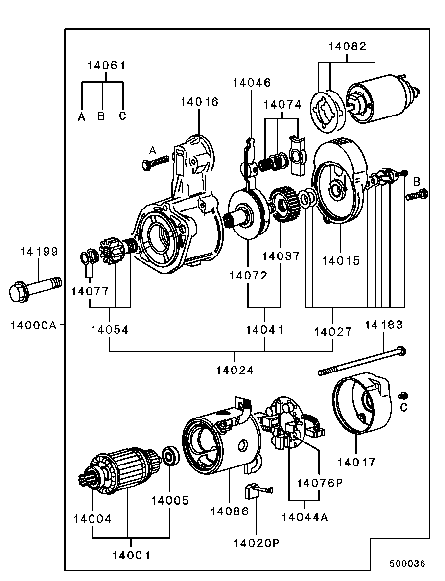 Mitsubishi MD607642 - Pignone, Motorino d'avviamento www.autoricambit.com