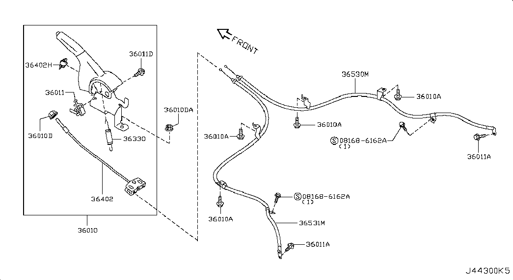 NISSAN 36402JG00A - Cavo comando, Freno stazionamento www.autoricambit.com