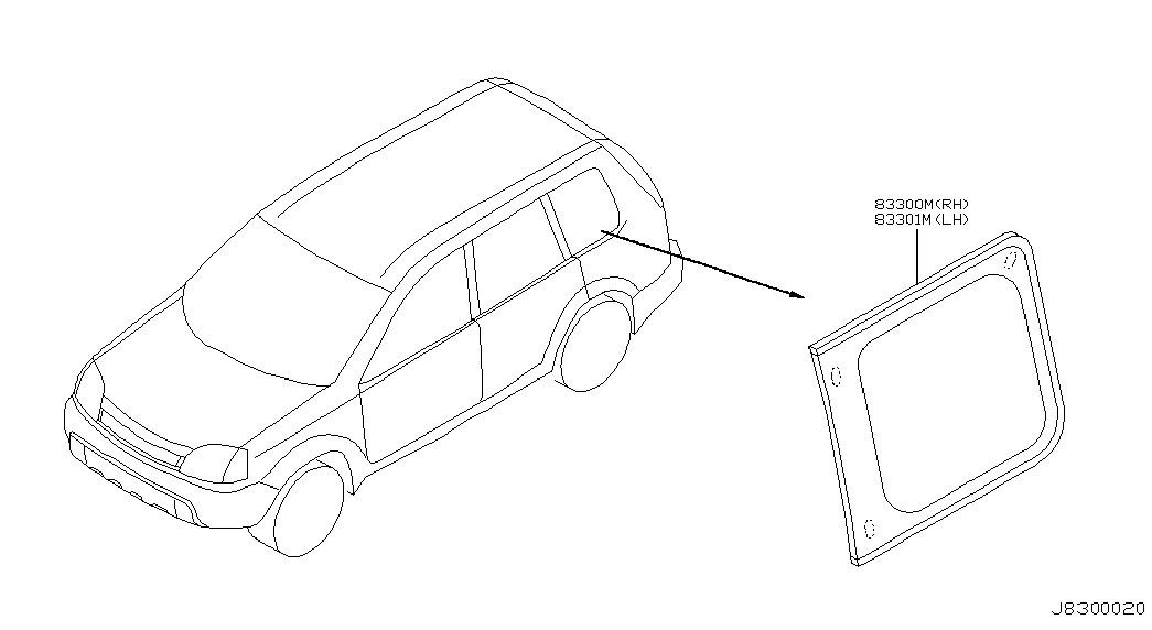 NISSAN 833008H301 - Cristallo laterale www.autoricambit.com