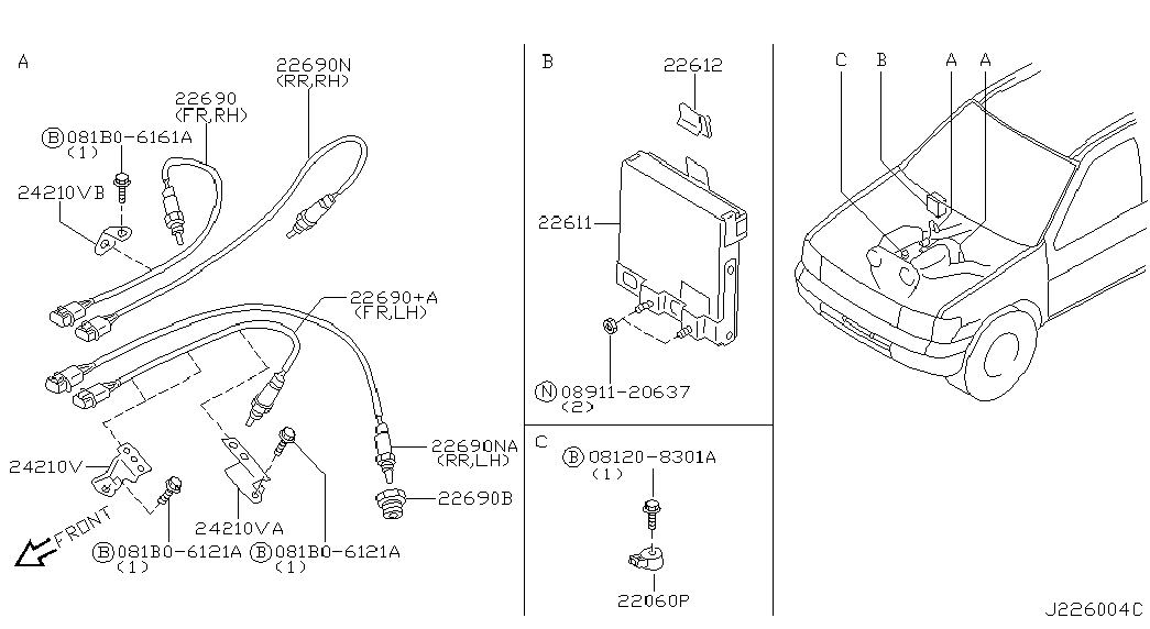 NISSAN 226A14W011 - Sonda lambda www.autoricambit.com