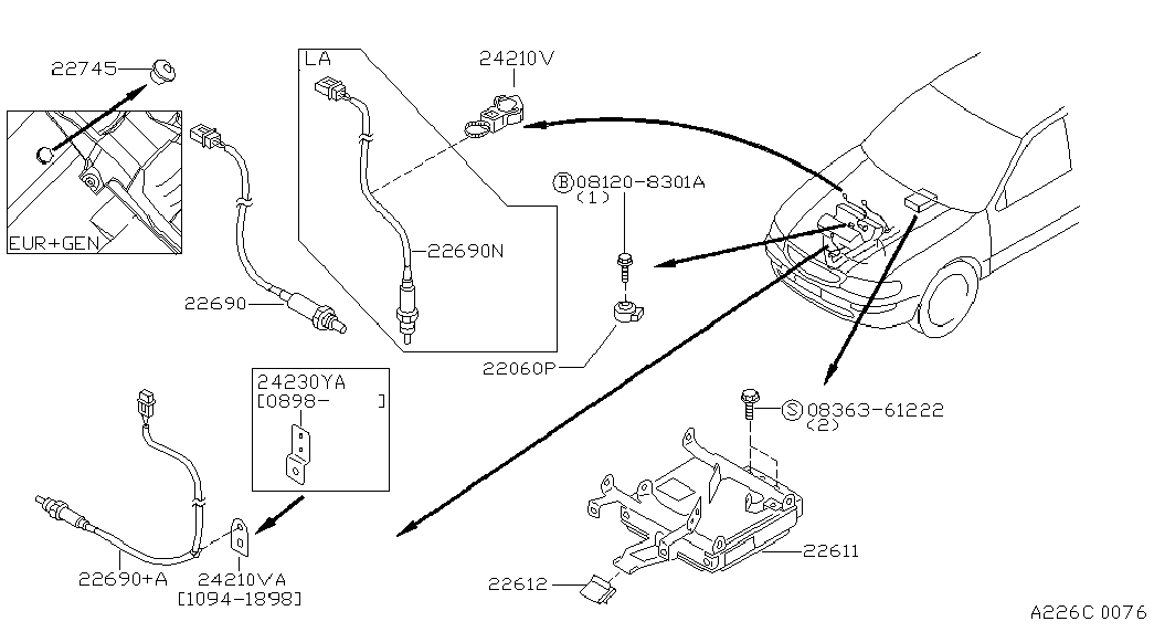 NISSAN 2269040U00 - Sonda lambda www.autoricambit.com