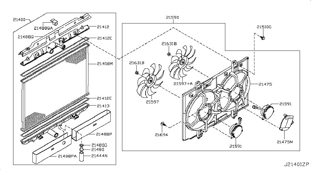 NISSAN 21487-JG30A - Ventola, Raffreddamento motore www.autoricambit.com