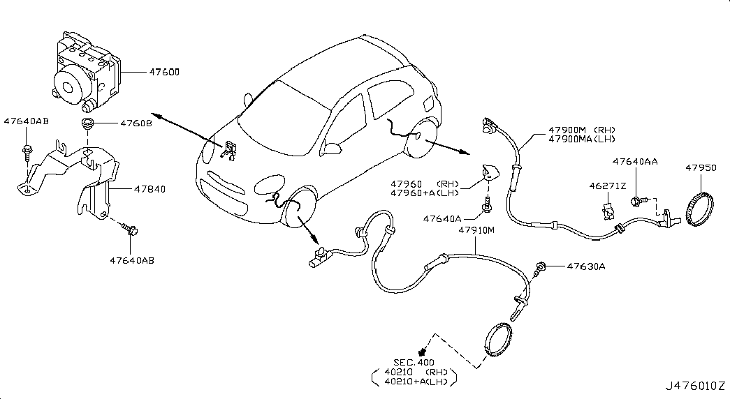 NISSAN 47901-1HA0A - Sensore, N° giri ruota www.autoricambit.com