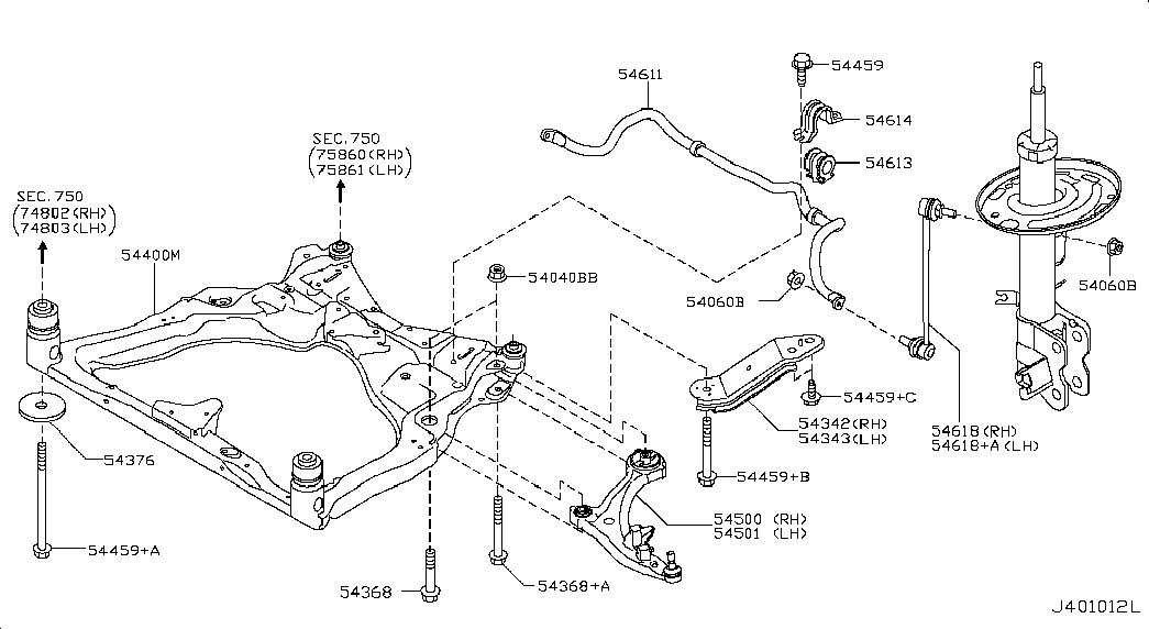 NISSAN 54501-1AA1A - Sospensione a ruote indipendenti www.autoricambit.com