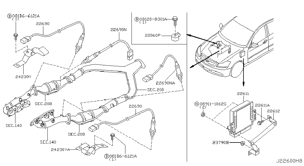 Infiniti 226A0-ET000 - Sonda lambda www.autoricambit.com