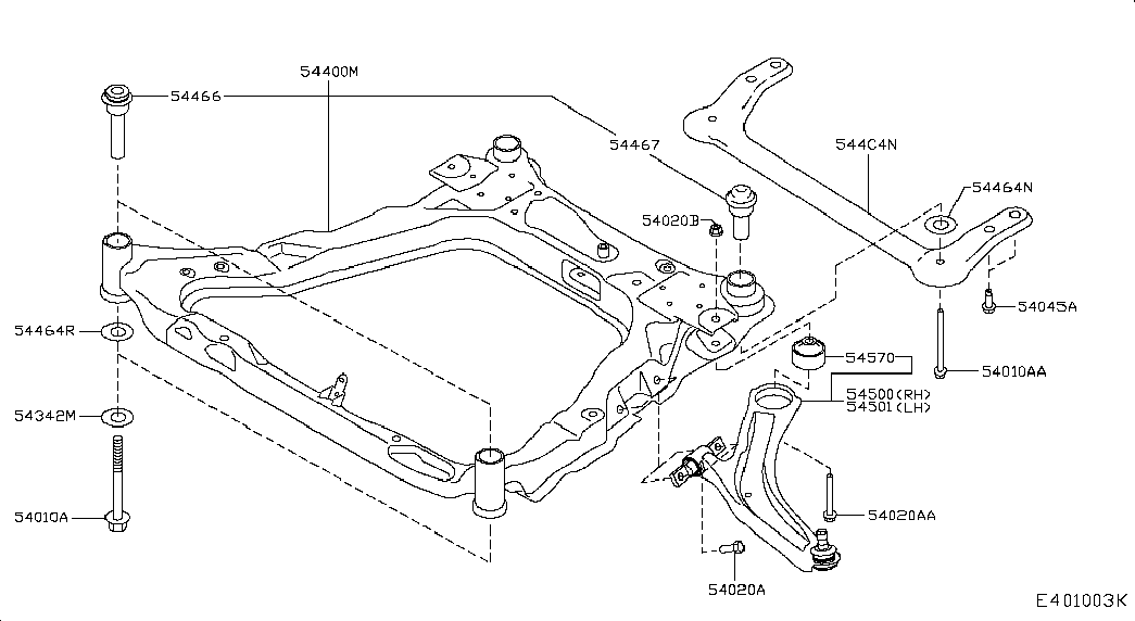 NISSAN 54400JD000 - Telaio ausiliario / Supporto aggregati www.autoricambit.com