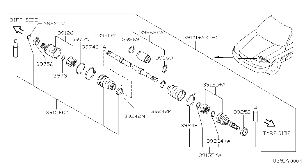 NISSAN 39741-70A29 - Cuffia, Semiasse www.autoricambit.com