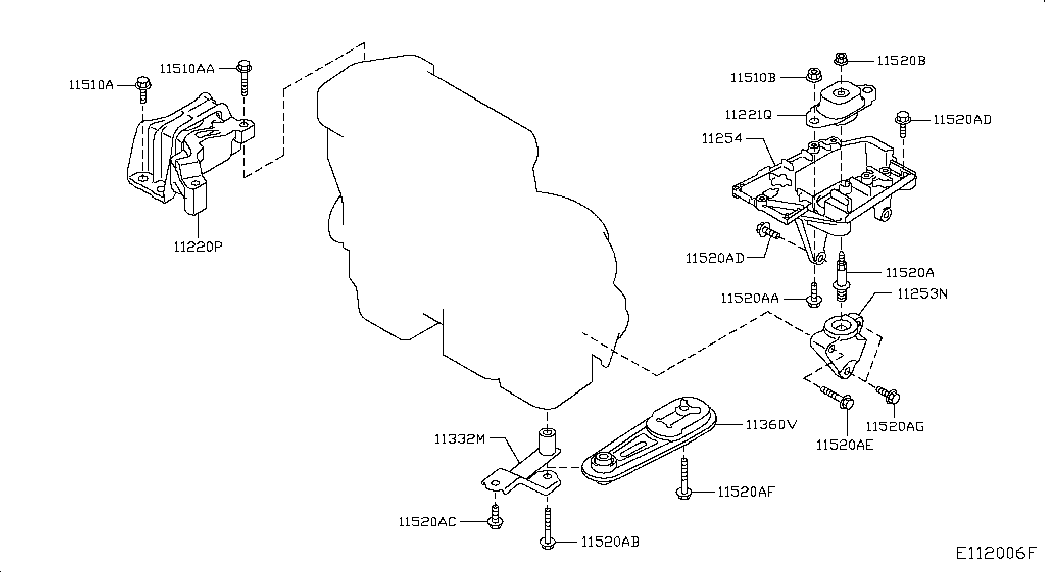 NISSAN 113601KA0A - Sospensione, Motore www.autoricambit.com