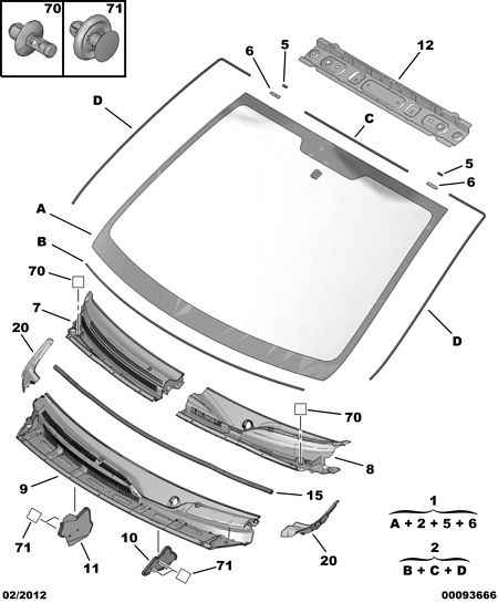 PEUGEOT 8105 74 - WINDSHIELD PANEL UPPER CROSSMB www.autoricambit.com