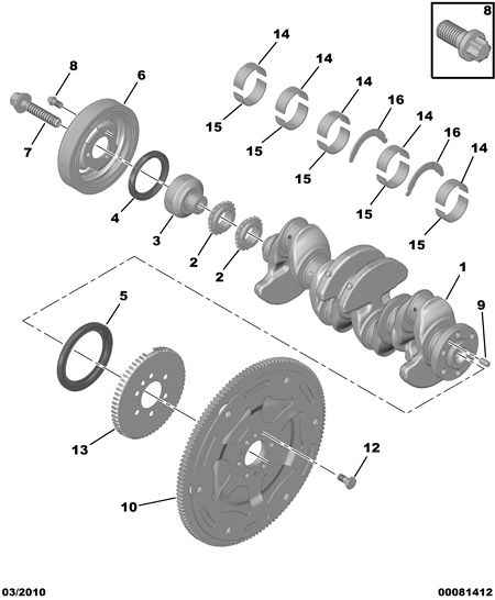 Opel V7 638 551 80 - Puleggia cinghia, Albero a gomiti www.autoricambit.com