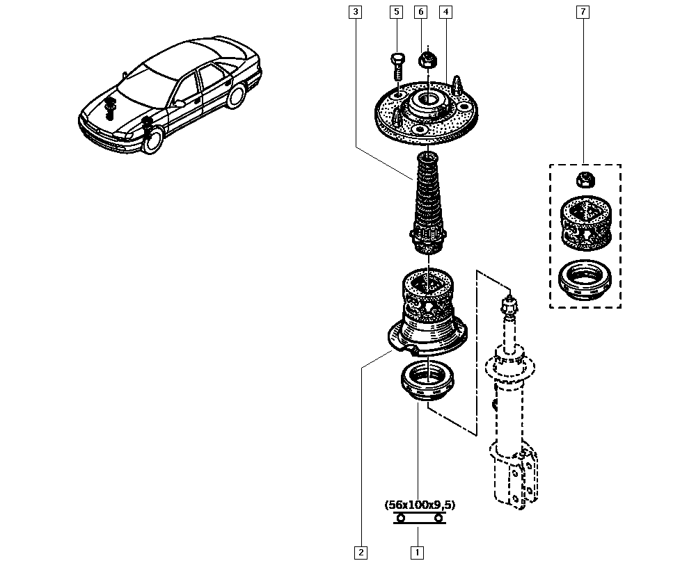 CITROËN (DF-PSA) 7700803635 - Cuscinetto volvente, Supporto ammortizz. a molla www.autoricambit.com