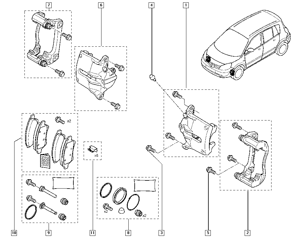 RENAULT 7701208558 - Kit manicotti di guida, Pinza freno www.autoricambit.com