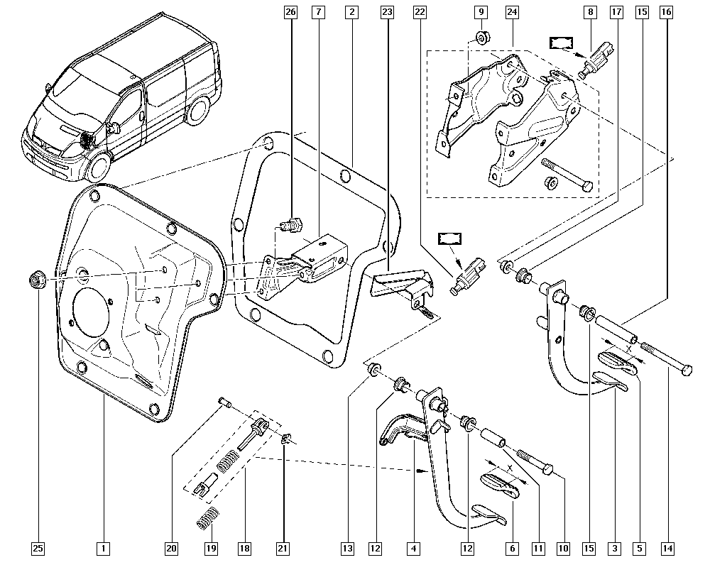 RENAULT 7701053596 - Pedale frizione www.autoricambit.com