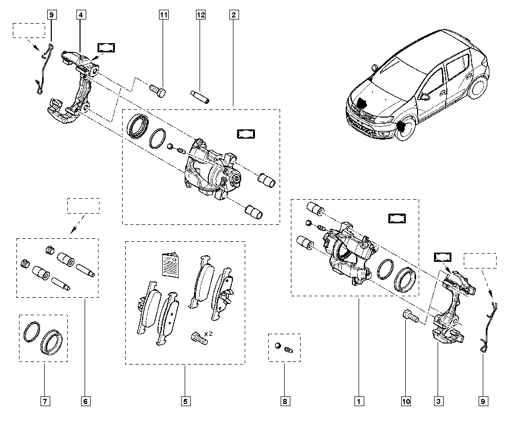 RENAULT 77 01 049 101 - Kit manicotti di guida, Pinza freno www.autoricambit.com