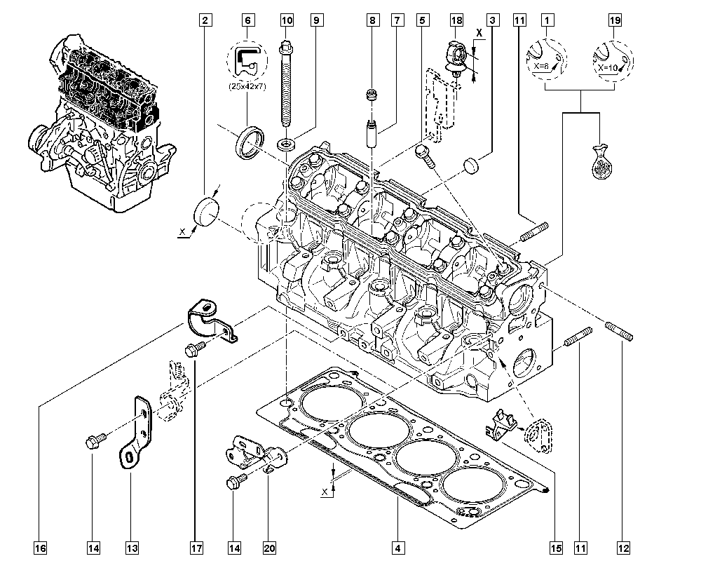 RENAULT 7700114745 - Kit bulloni testata www.autoricambit.com