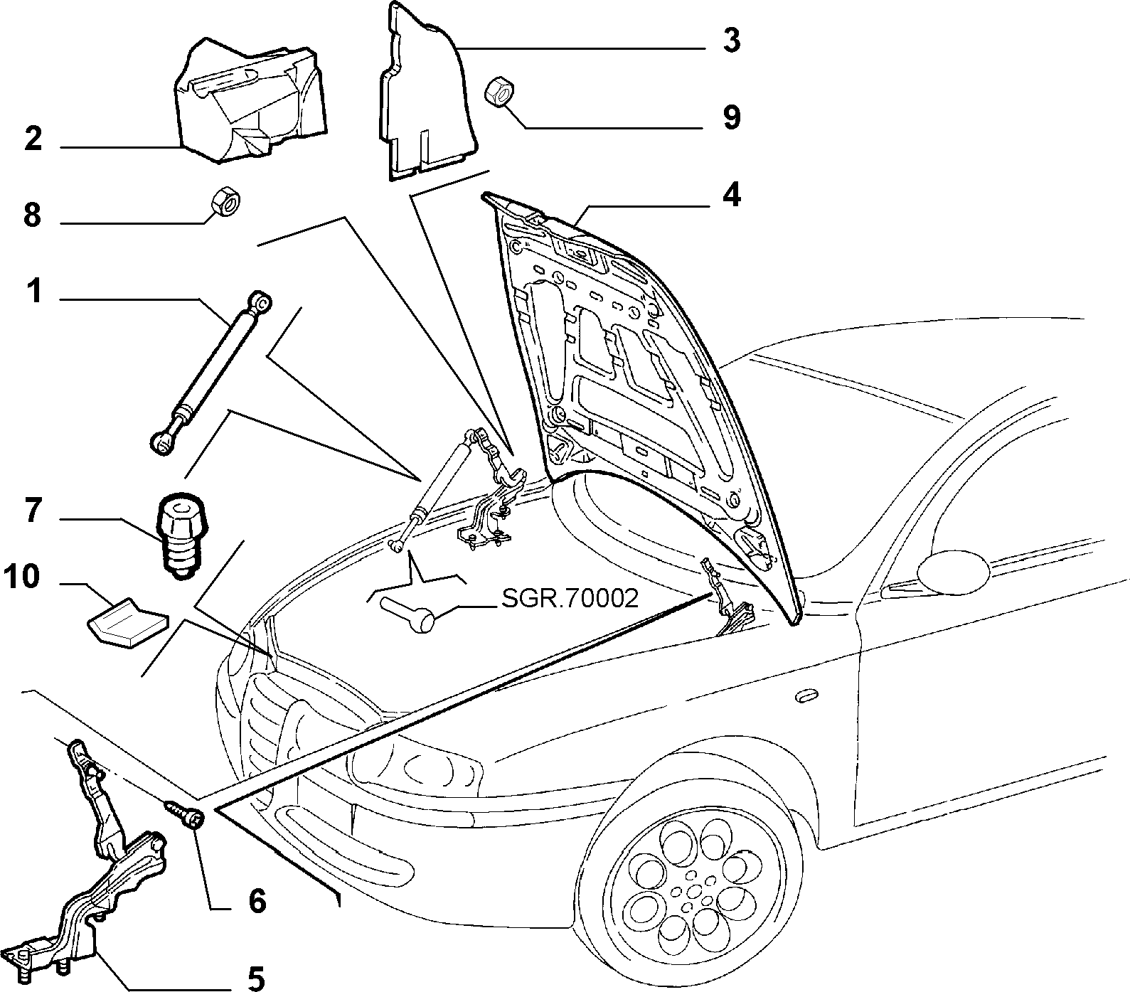 Lancia 46739202 - Ammortizzatore pneumatico, Cofano motore www.autoricambit.com