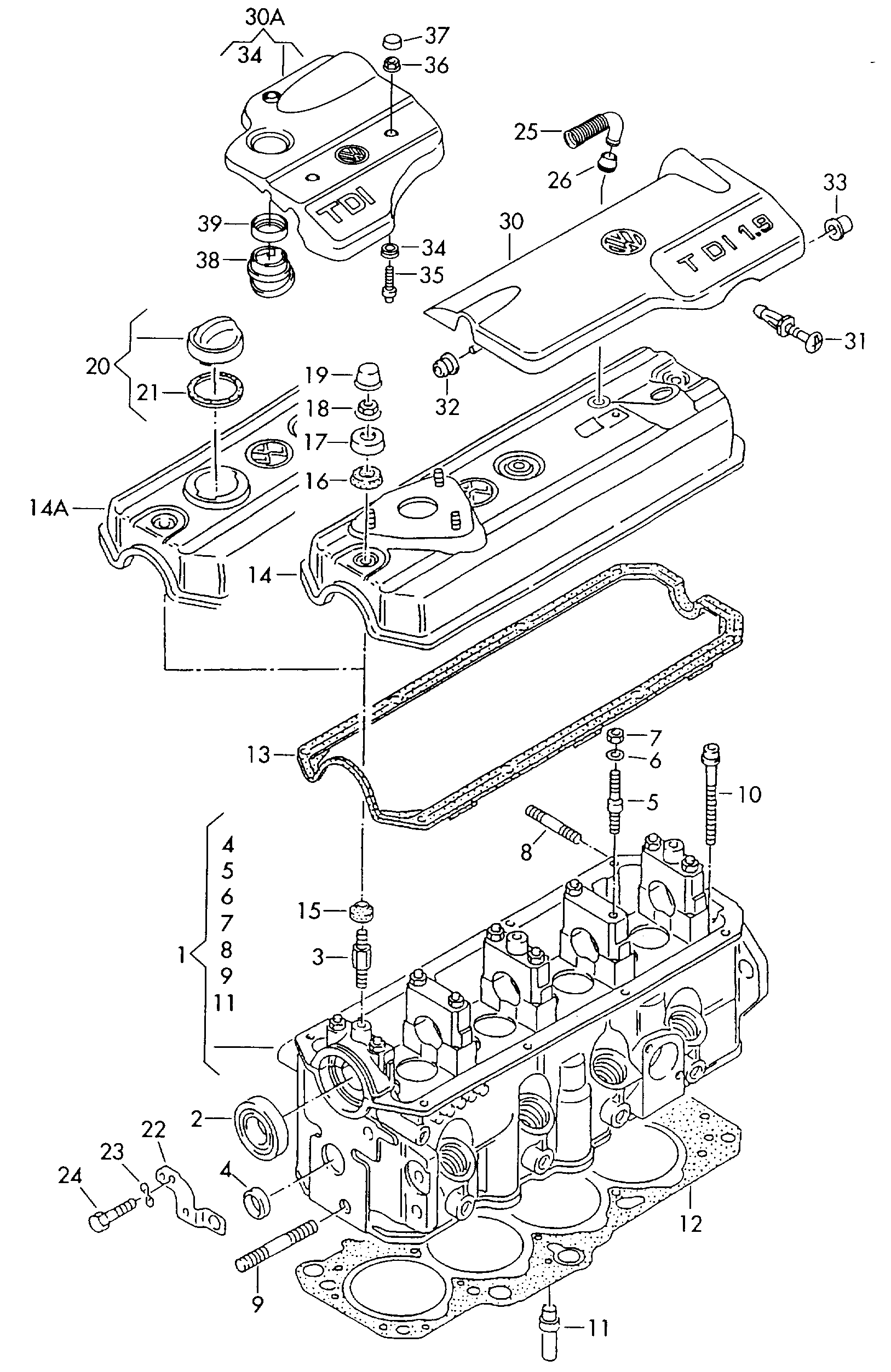 VAG 028198012B - Kit guarnizioni, Testata www.autoricambit.com