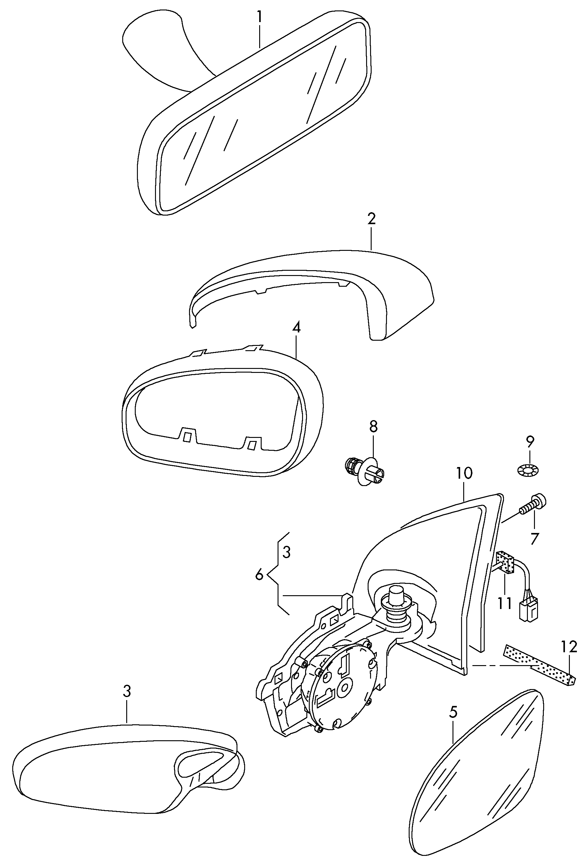 VAG 5J0 857 521 - Vetro specchio, Specchio esterno www.autoricambit.com