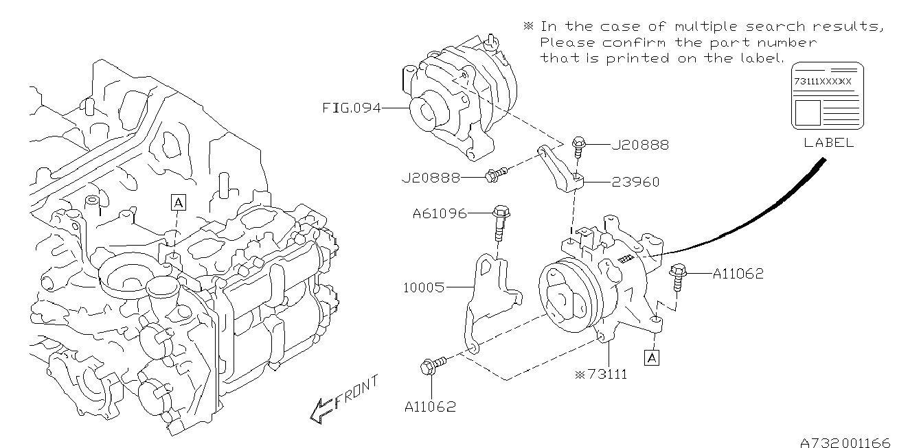 Subaru 73111 FJ040 - Compressore, Climatizzatore www.autoricambit.com