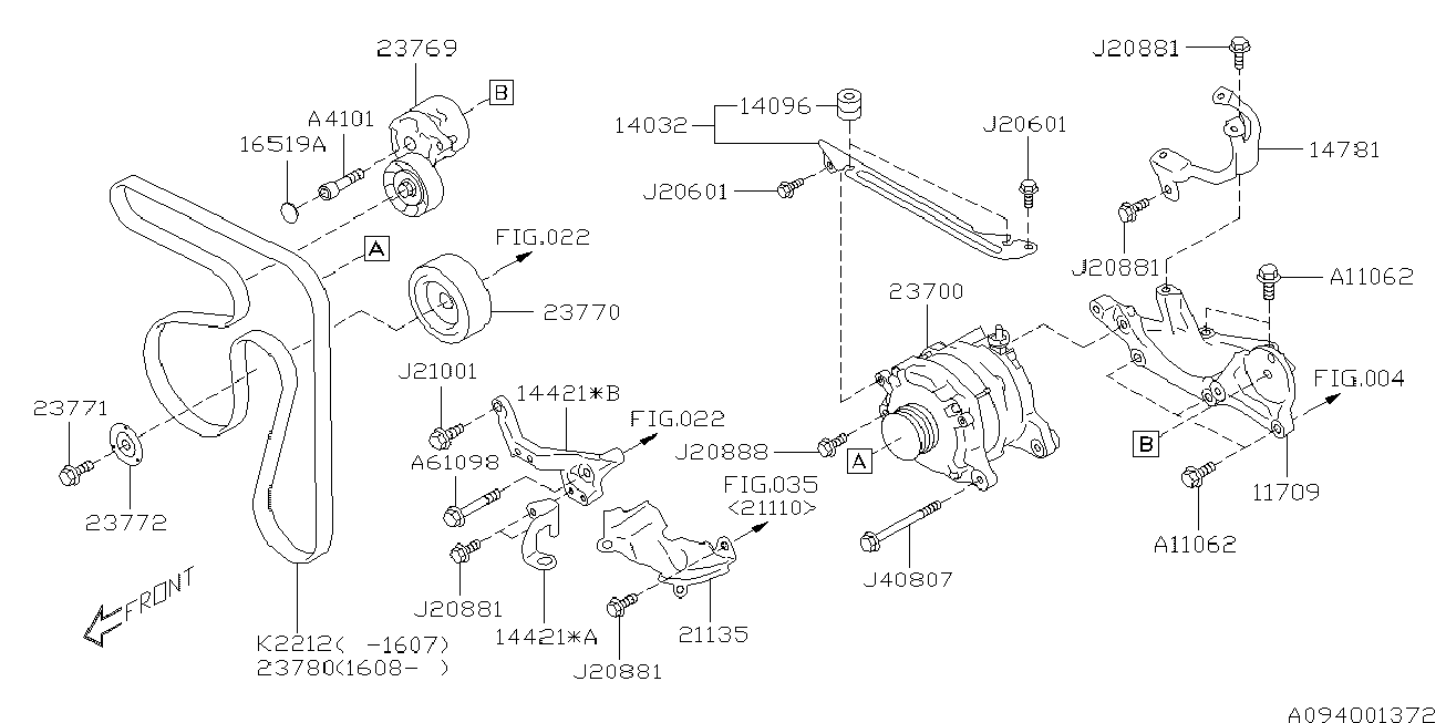 Subaru 23769AA040 - Tendicinghia, Cinghia Poly-V www.autoricambit.com