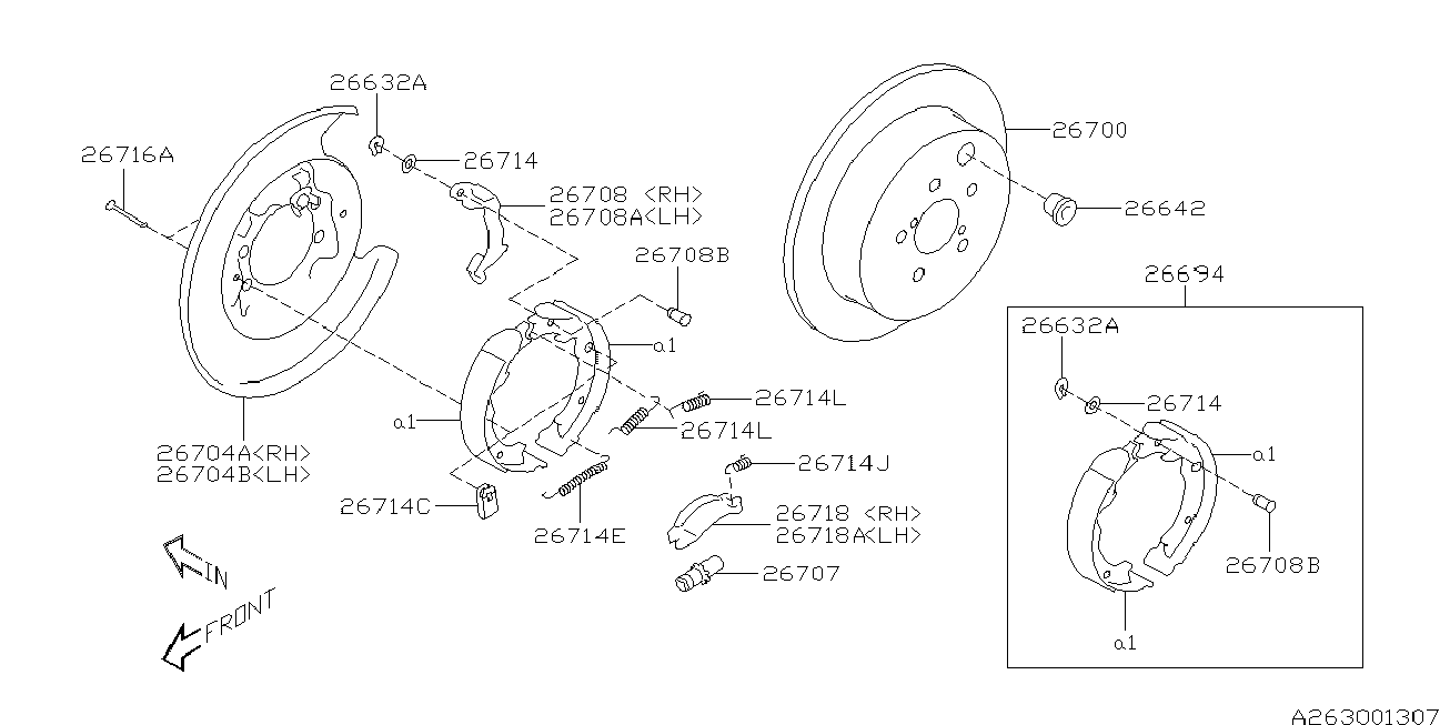 Subaru 26694 CA001 - Kit ganasce, Freno stazionamento www.autoricambit.com