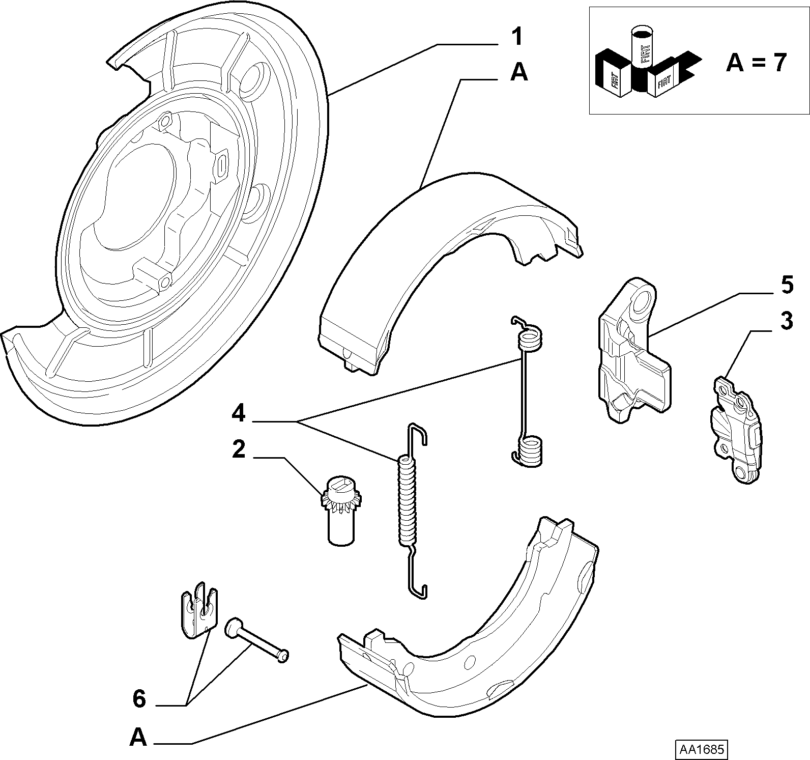 FIAT 77364023 - Kit ganasce, Freno stazionamento www.autoricambit.com