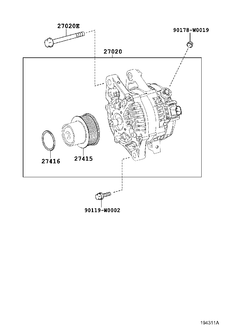 TOYOTA 27415-0W220 - Puleggia cinghia, Alternatore www.autoricambit.com