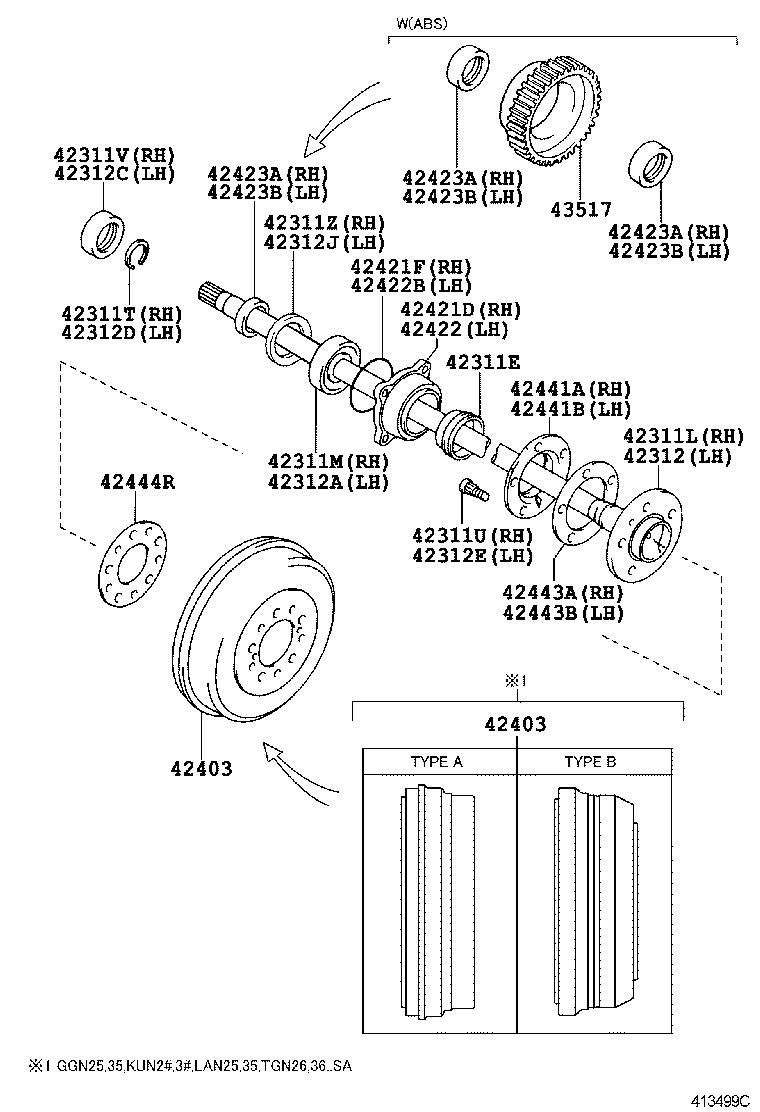 TOYOTA 4244435050 - Kit cuscinetto ruota www.autoricambit.com