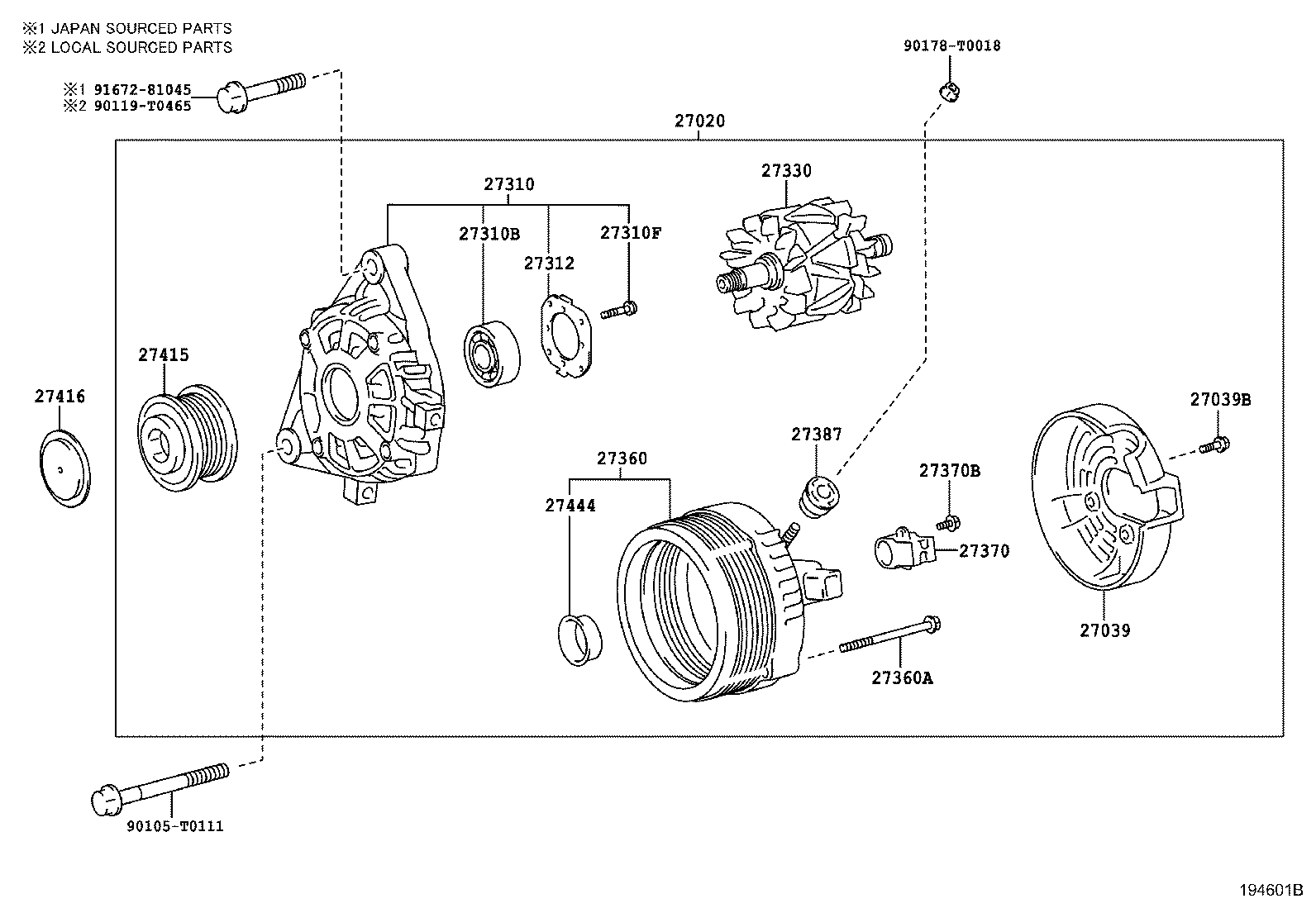 TOYOTA 27415-0L050 - Puleggia cinghia, Alternatore www.autoricambit.com