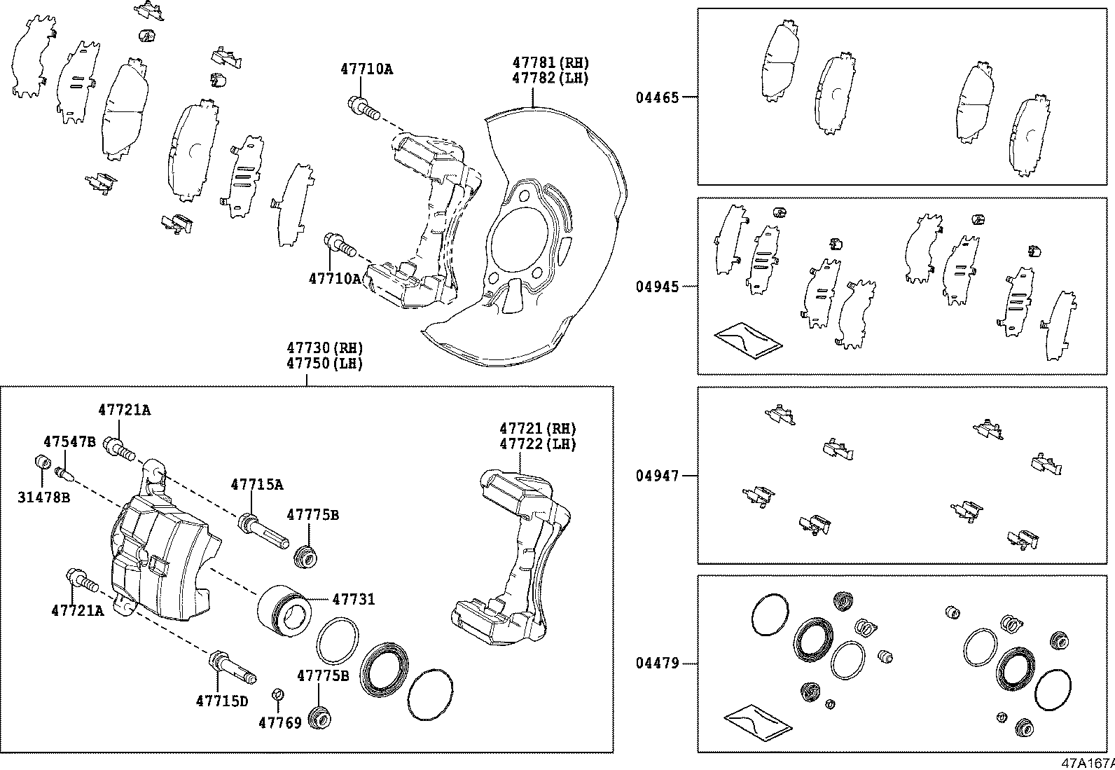 TOYOTA 0446547080 - Kit pastiglie freno, Freno a disco www.autoricambit.com