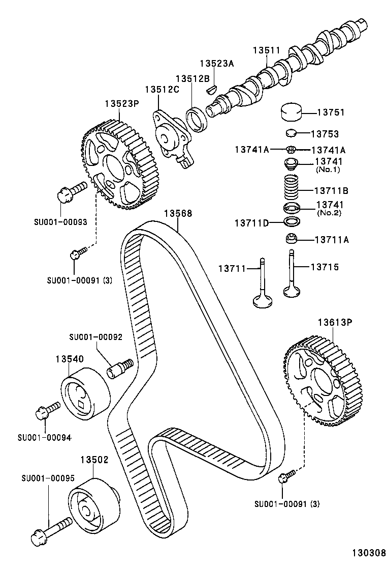 TOYOTA SU001-00089 - Galoppino/Guidacinghia, Cinghia dentata www.autoricambit.com