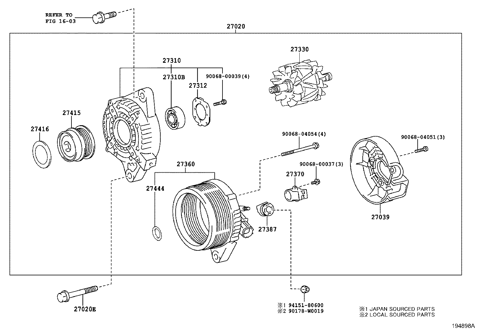 TOYOTA 274150T060 - Puleggia cinghia, Alternatore www.autoricambit.com