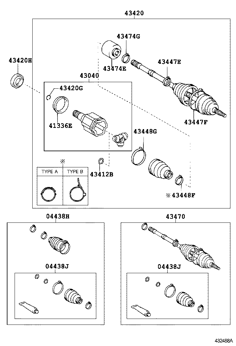 TOYOTA 43420-33250 - Kit giunti, Semiasse www.autoricambit.com