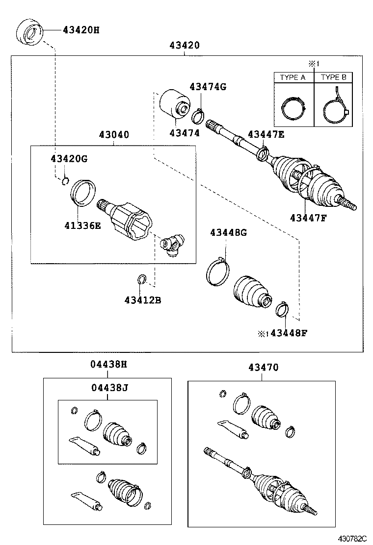 TOYOTA 43420-44050 - Kit giunti, Semiasse www.autoricambit.com