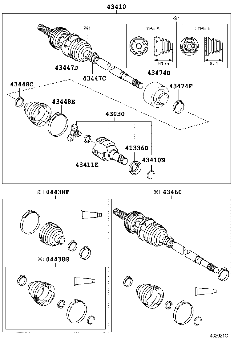 TOYOTA 43410-0D170 - Kit giunti, Semiasse www.autoricambit.com