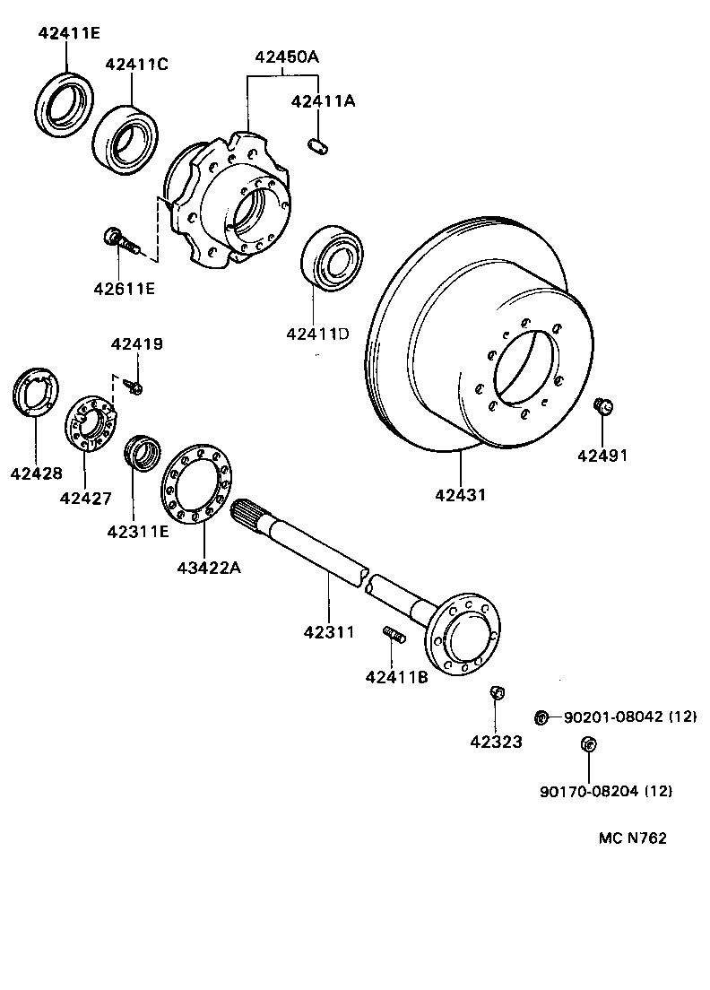 TOYOTA 43422-60040 - Kit cuscinetto ruota www.autoricambit.com