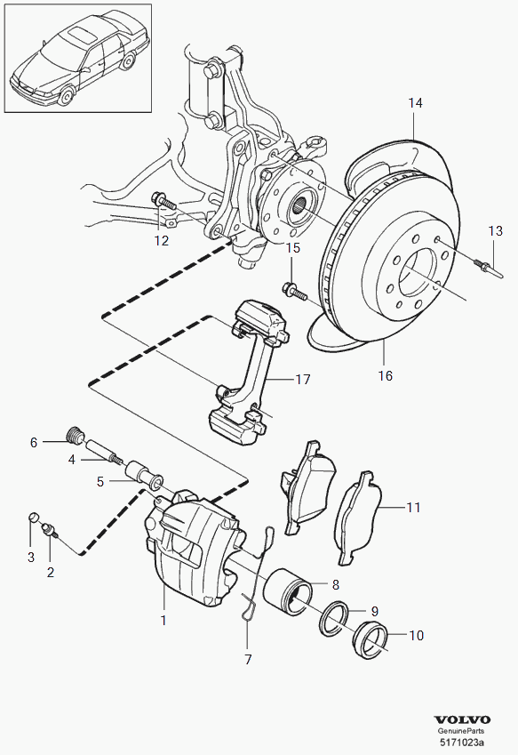 Volvo 30665013 - Kit manicotti di guida, Pinza freno www.autoricambit.com