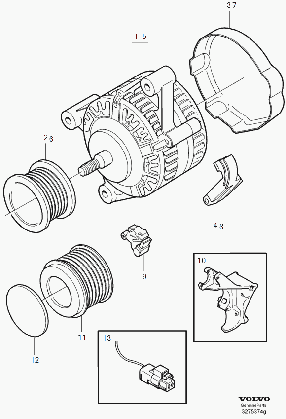 Volvo 8251646 - Puleggia cinghia, Alternatore www.autoricambit.com